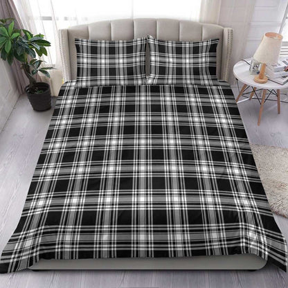 Menzies Black & White Modern Tartan Plaid Bedding Set