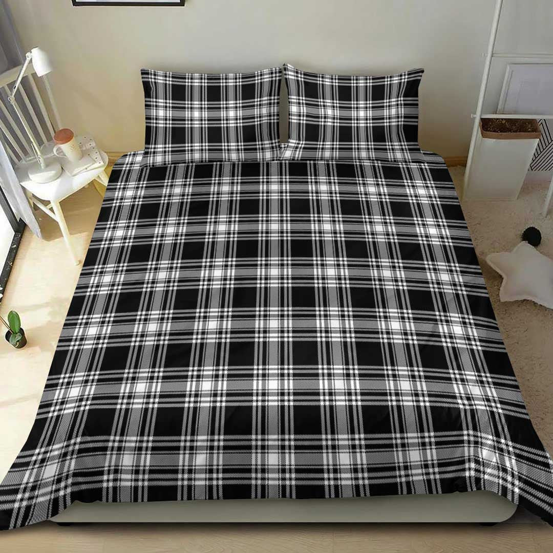 Menzies Black & White Modern Tartan Plaid Bedding Set