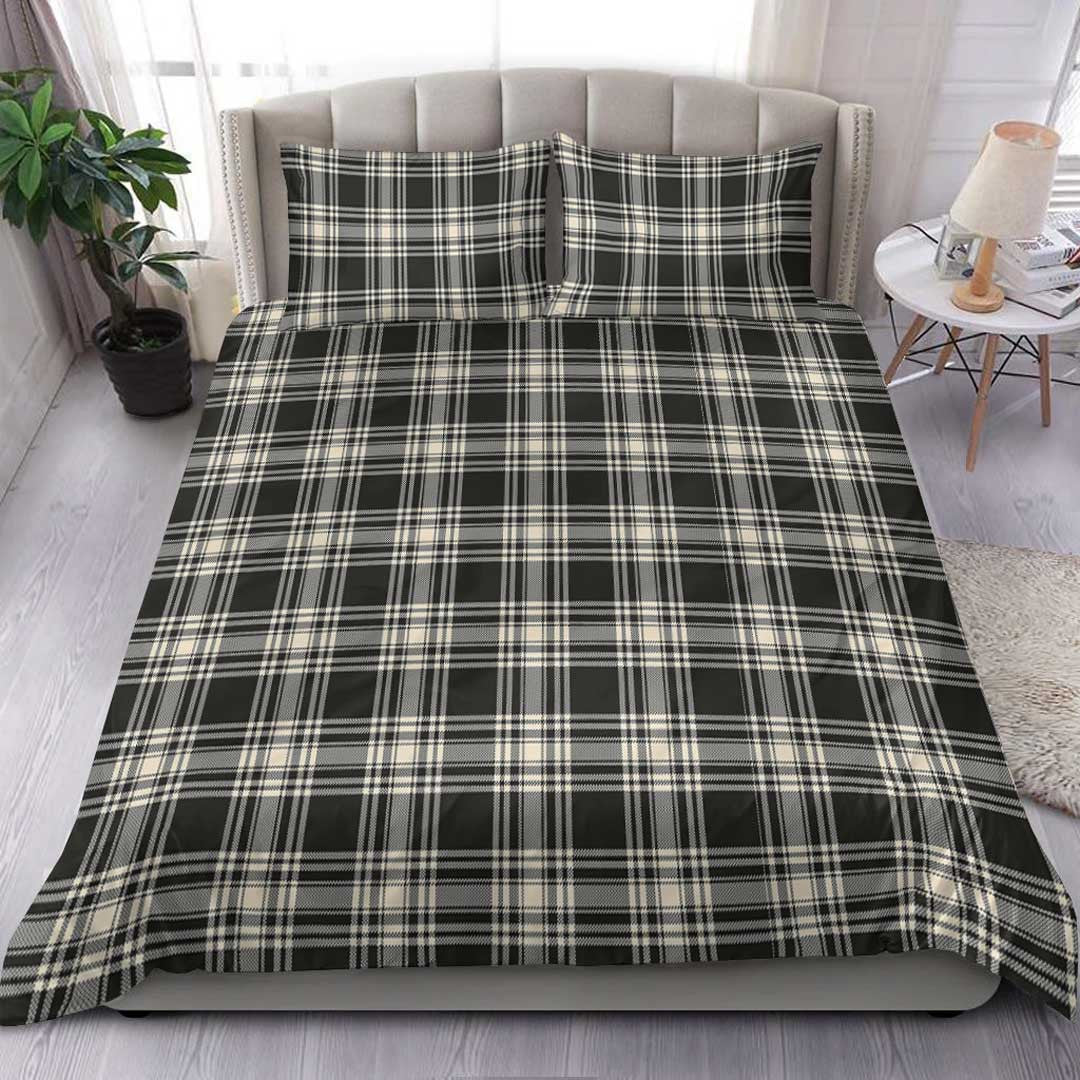 Menzies Black & White Ancient Tartan Plaid Bedding Set