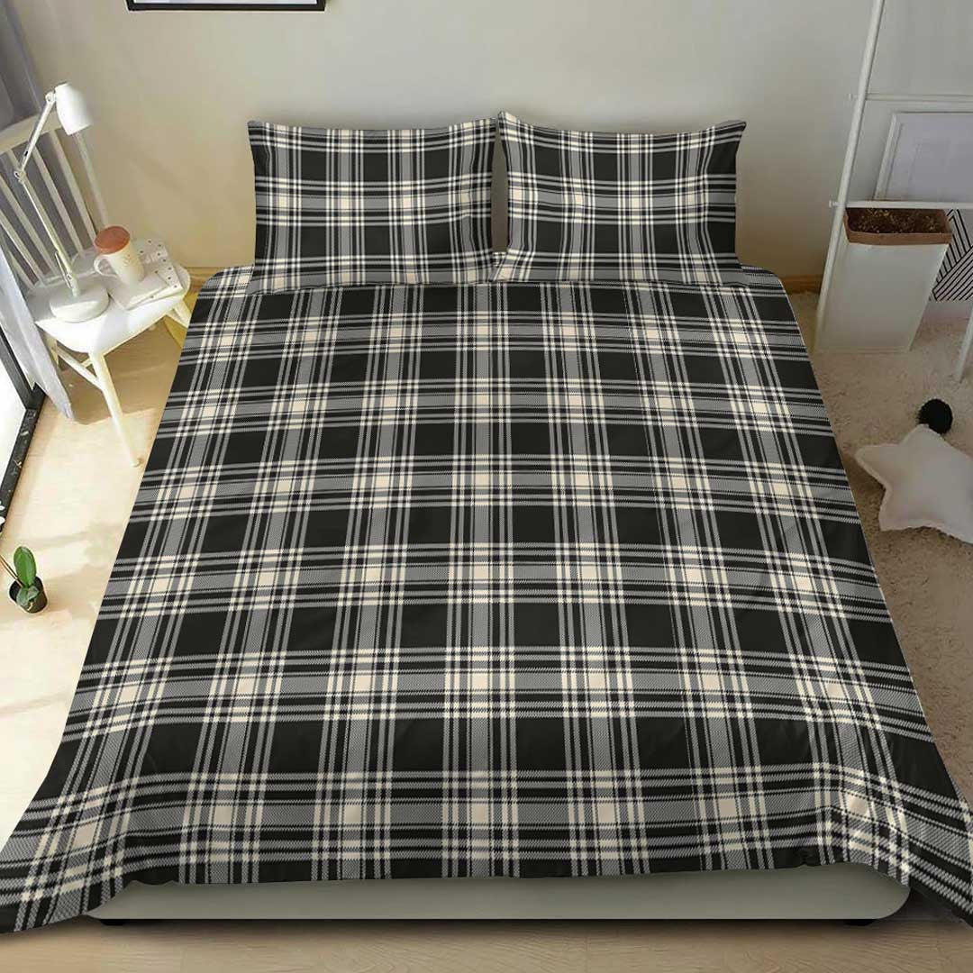 Menzies Black & White Ancient Tartan Plaid Bedding Set