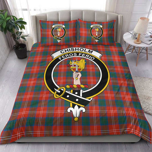 Chisholm Ancient Tartan Crest Bedding Set