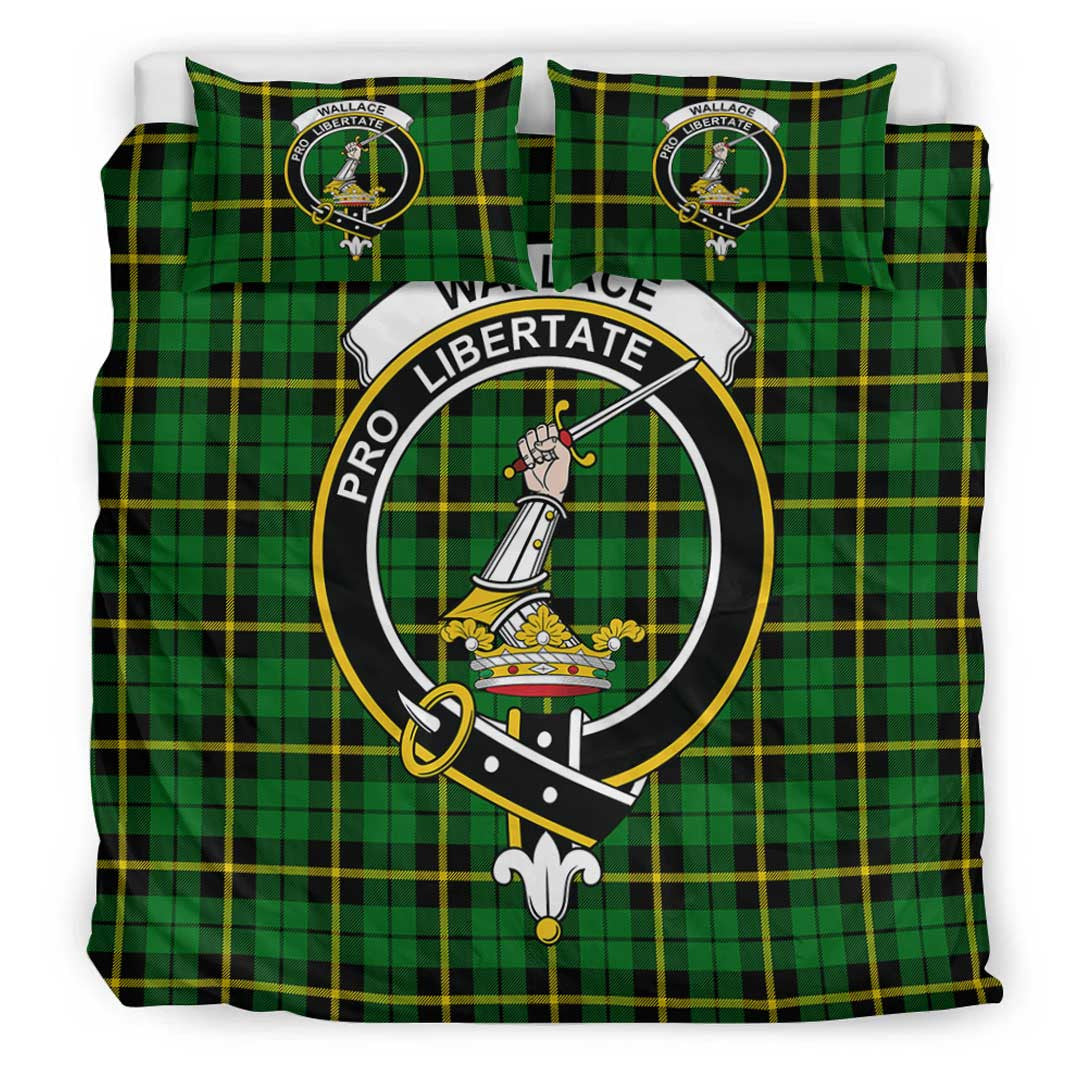 Wallace Hunting Green Tartan Crest Bedding Set