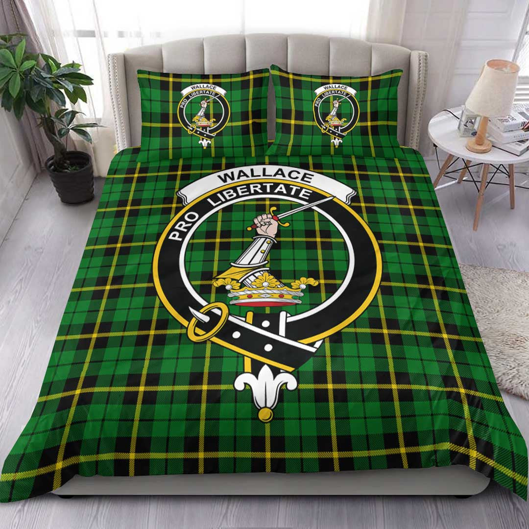 Wallace Hunting Green Tartan Crest Bedding Set