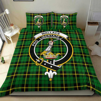 Wallace Hunting Green Tartan Crest Bedding Set