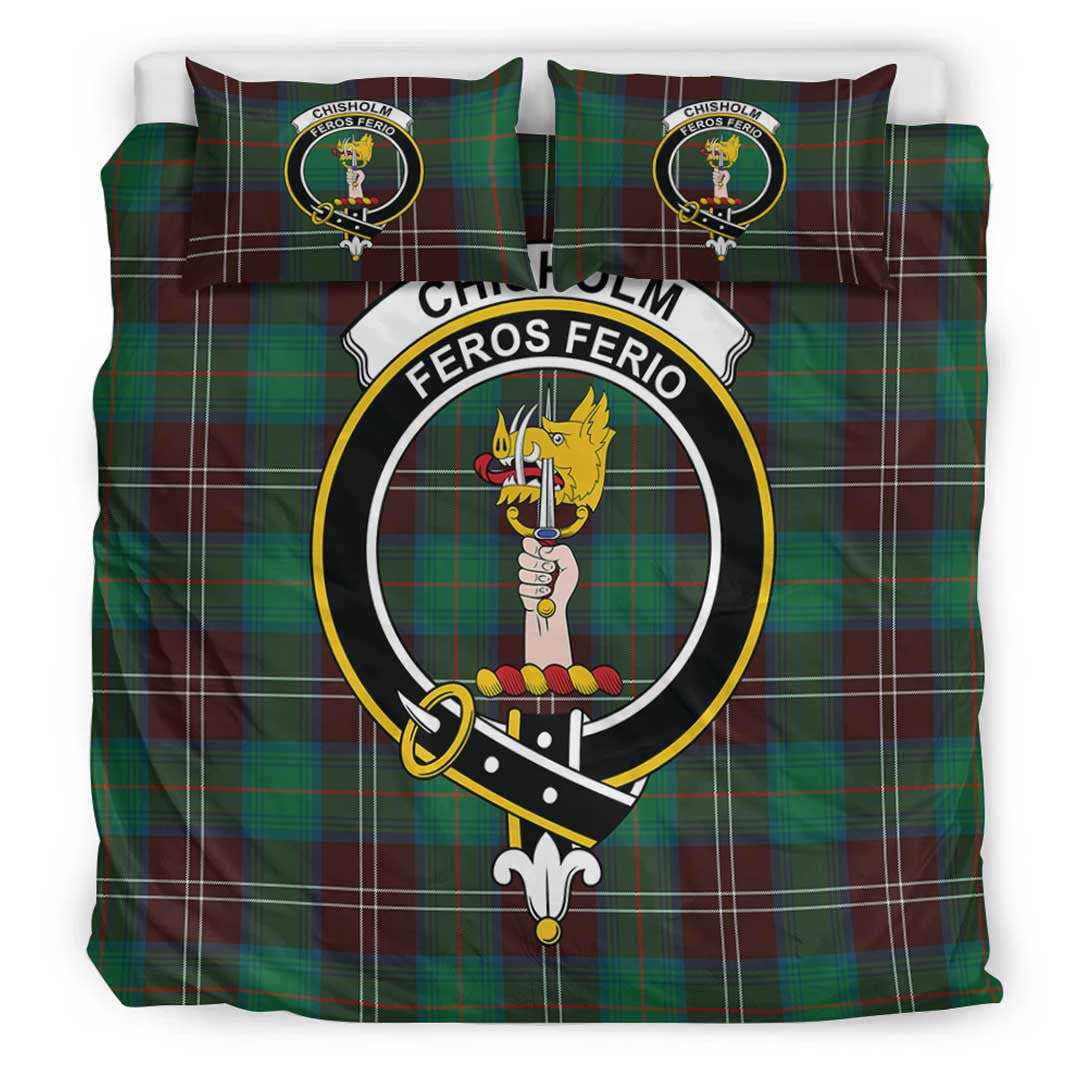 Chisholm Hunting Ancient Tartan Crest Bedding Set