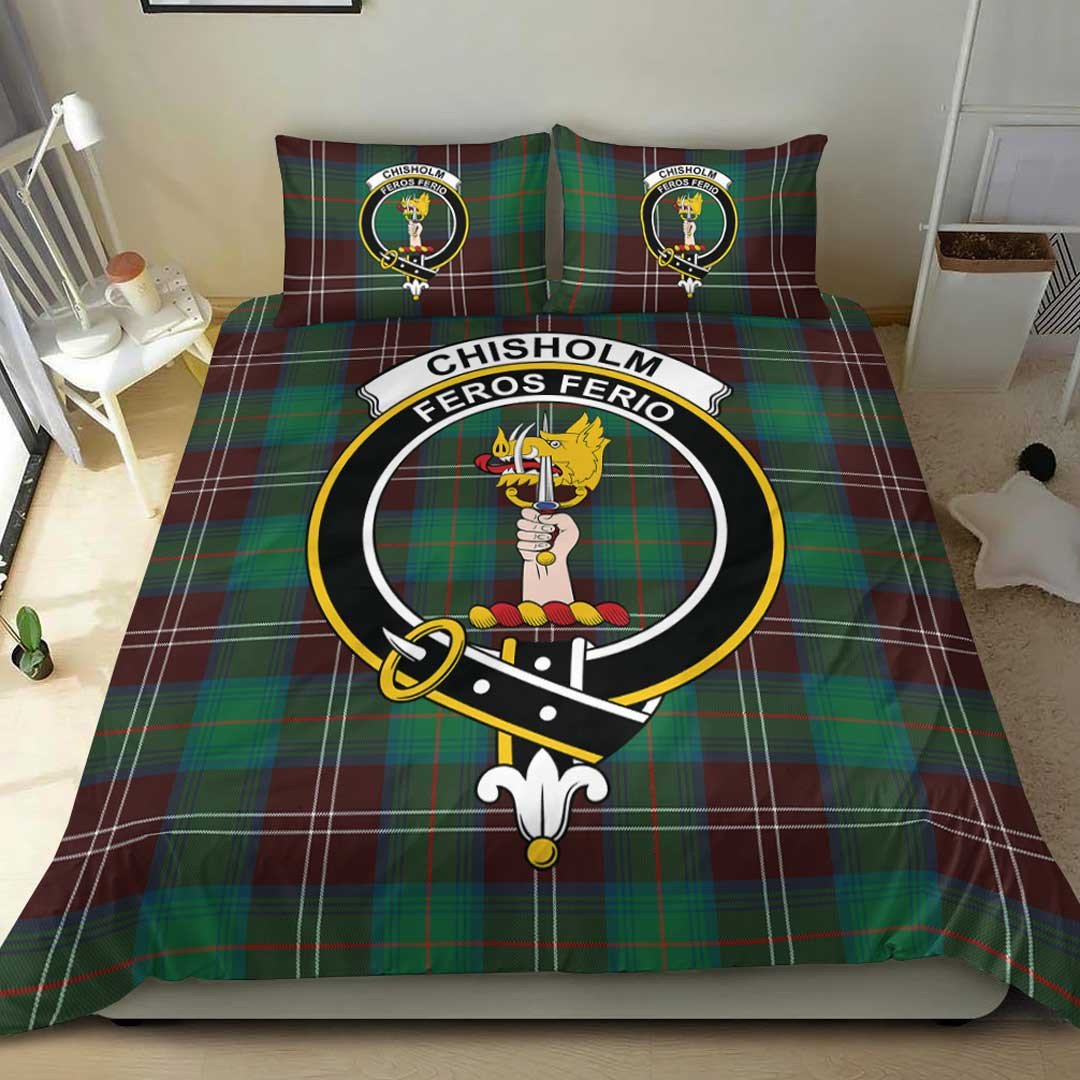 Chisholm Hunting Ancient Tartan Crest Bedding Set