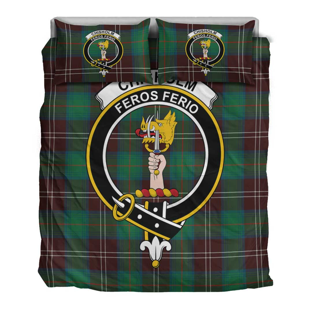 Chisholm Hunting Ancient Tartan Crest Bedding Set