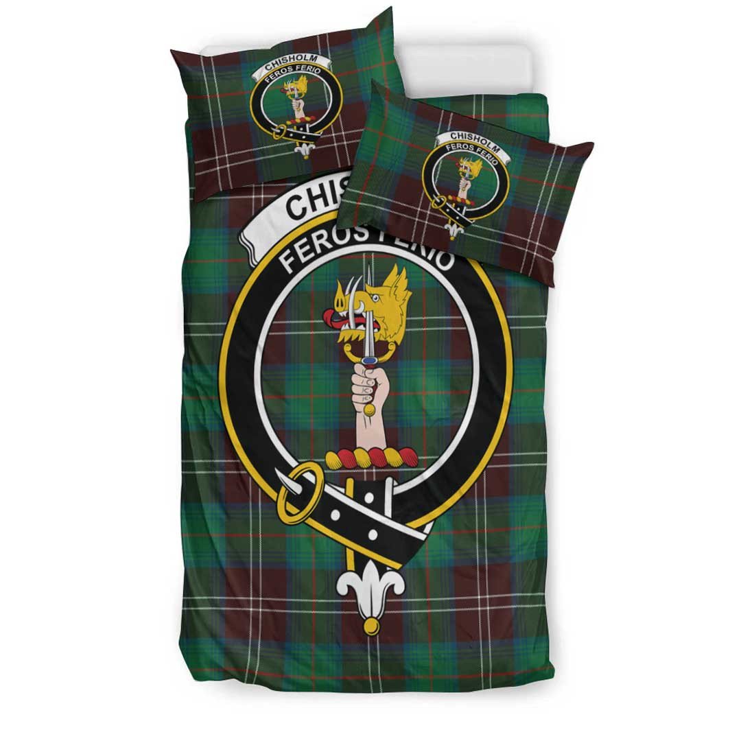 Chisholm Hunting Ancient Tartan Crest Bedding Set