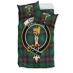 Chisholm Hunting Ancient Tartan Crest Bedding Set