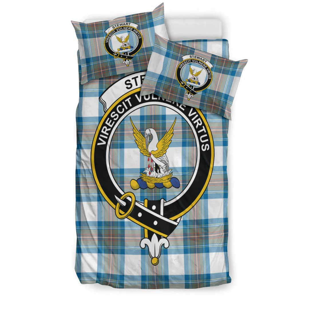 Stewart Muted Blue Tartan Crest Bedding Set