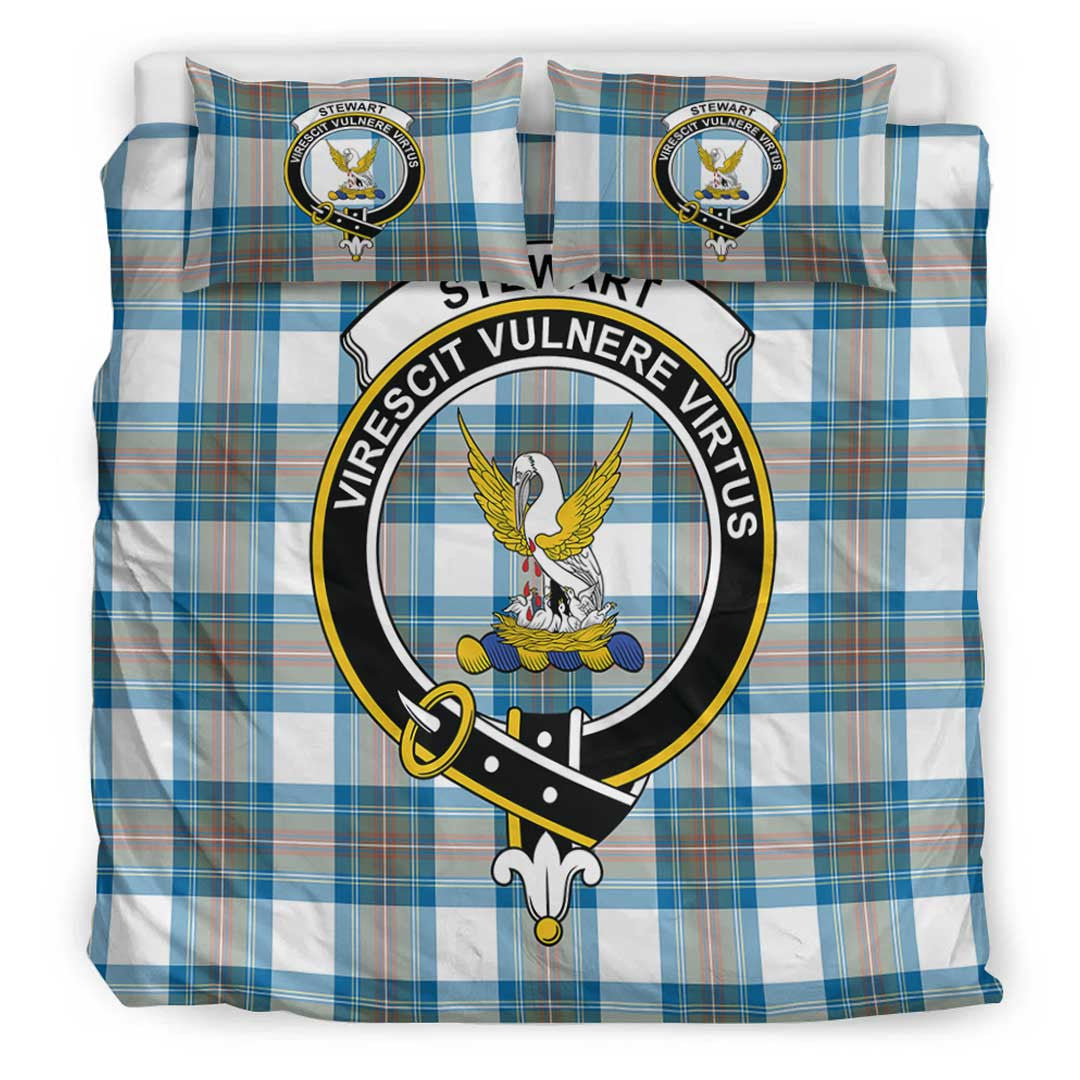 Stewart Muted Blue Tartan Crest Bedding Set