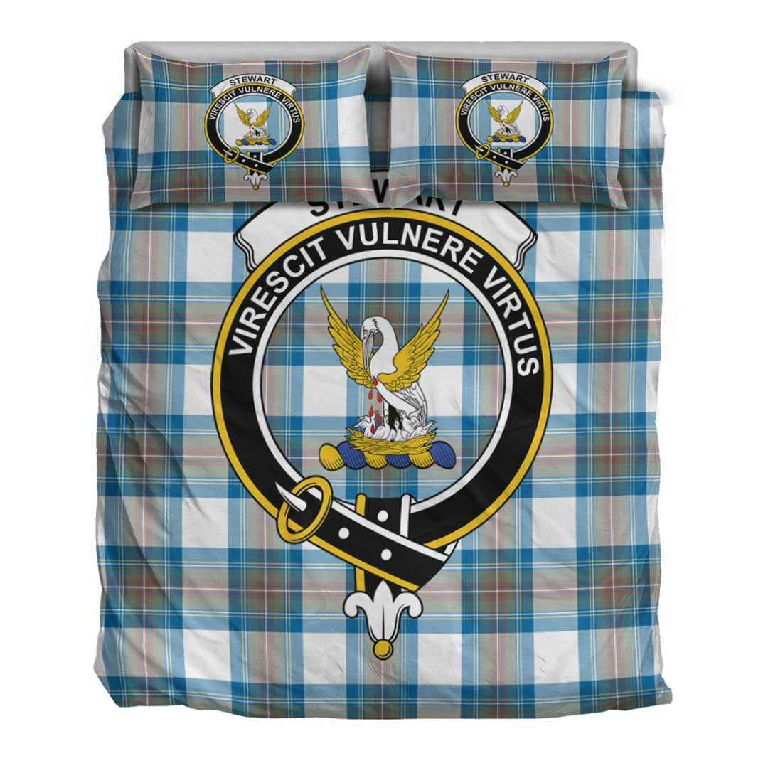 Stewart Muted Blue Tartan Crest Bedding Set