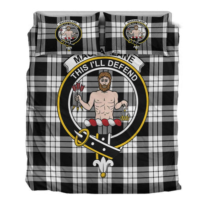 MacFarlane Black & White Ancient Tartan Crest Bedding Set