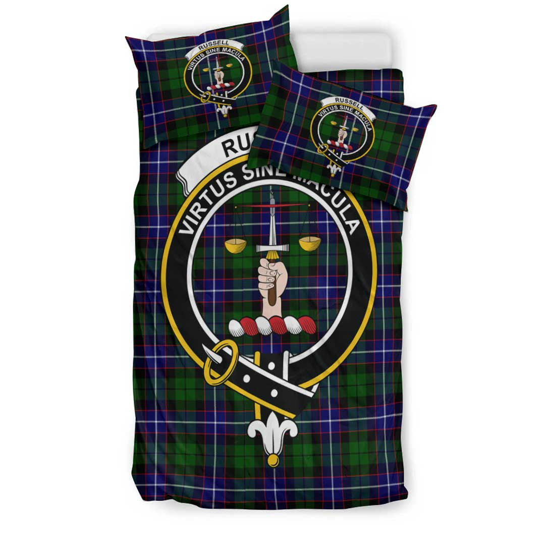 Russell Modern Tartan Crest Bedding Set