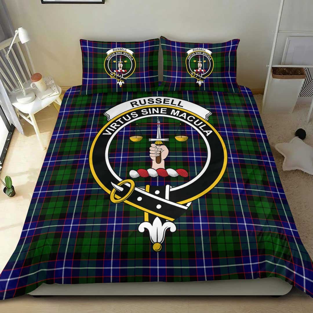 Russell Modern Tartan Crest Bedding Set