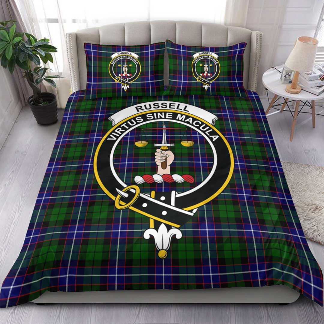 Russell Modern Tartan Crest Bedding Set