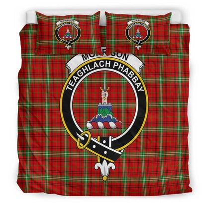 Morrison Red Modern Tartan Crest Bedding Set