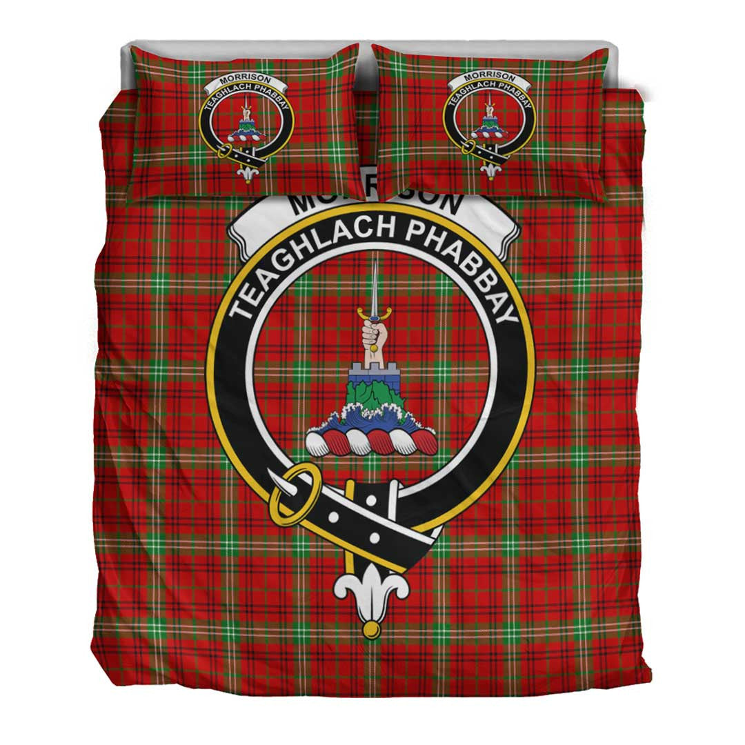 Morrison Red Modern Tartan Crest Bedding Set