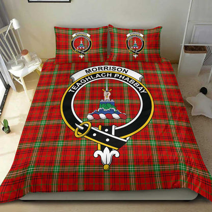 Morrison Red Modern Tartan Crest Bedding Set