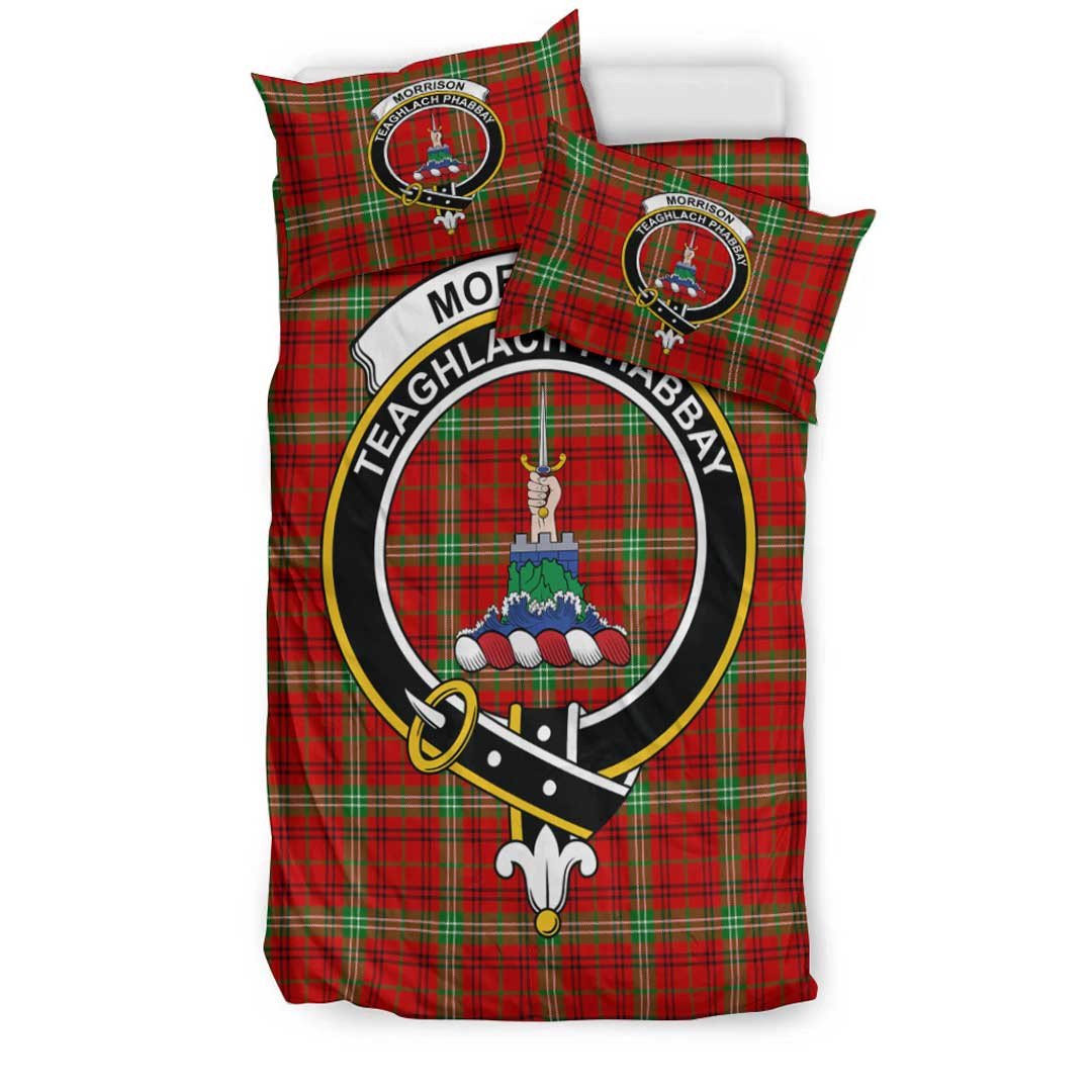 Morrison Red Modern Tartan Crest Bedding Set