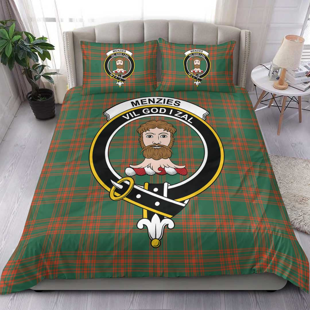 Menzies Green Ancient Tartan Crest Bedding Set