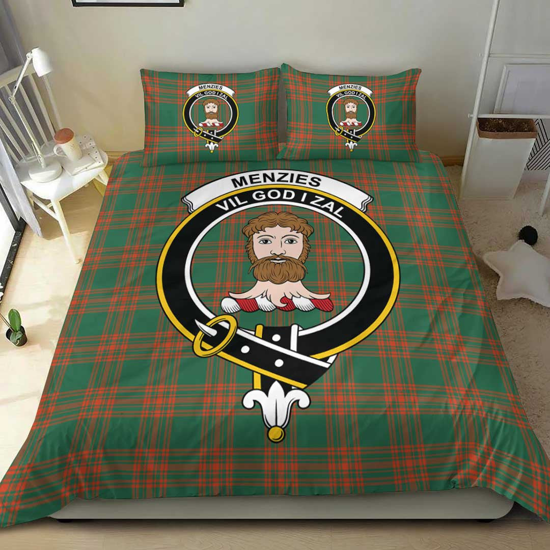 Menzies Green Ancient Tartan Crest Bedding Set