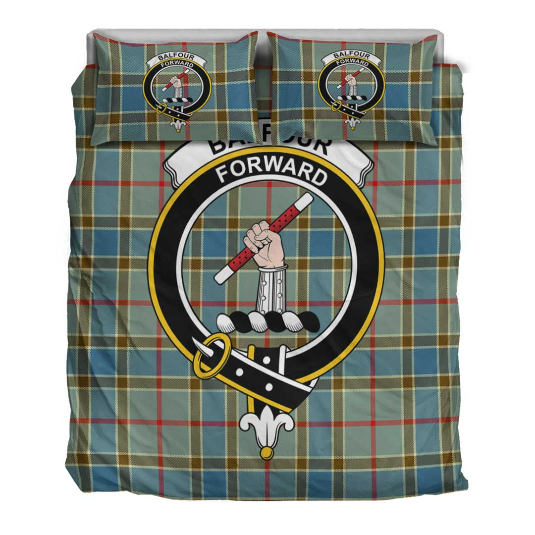 Balfour Blue Tartan Crest Bedding Set