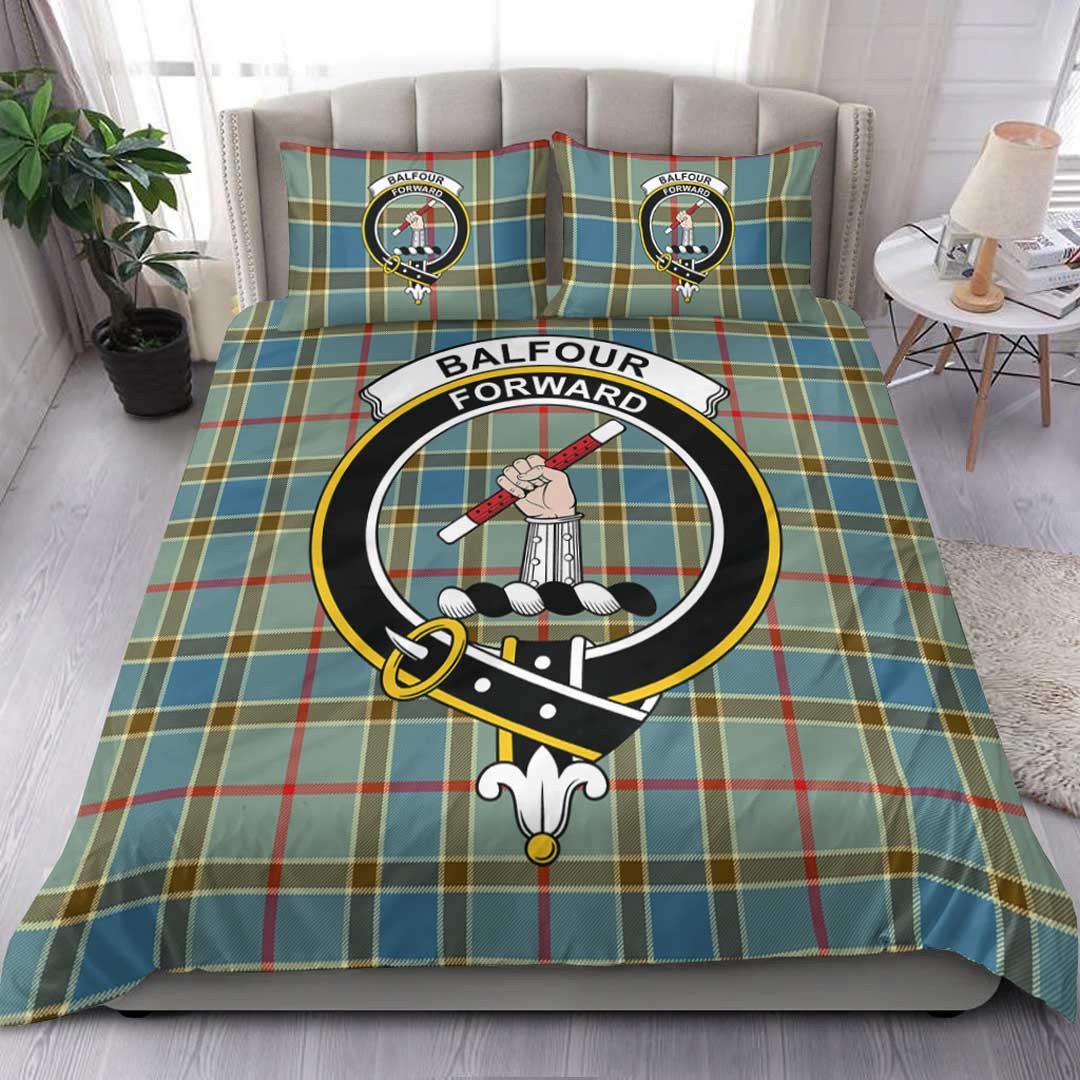 Balfour Blue Tartan Crest Bedding Set