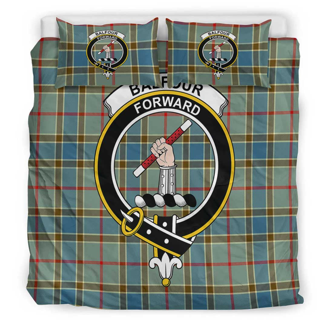 Balfour Blue Tartan Crest Bedding Set