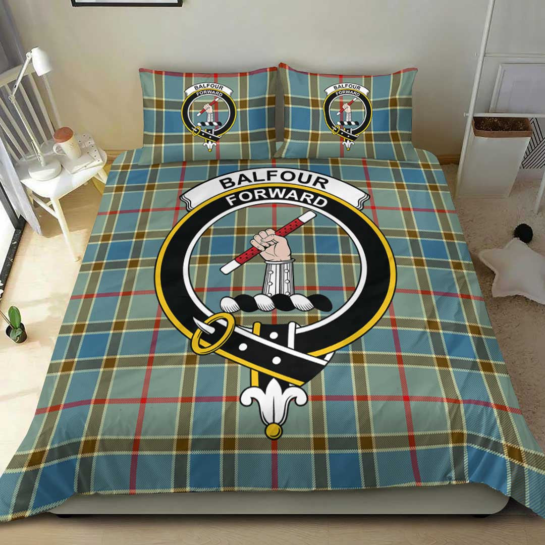 Balfour Blue Tartan Crest Bedding Set