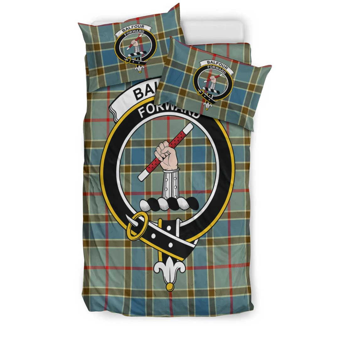 Balfour Blue Tartan Crest Bedding Set