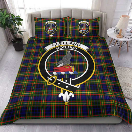 Clelland Modern Tartan Crest Bedding Set