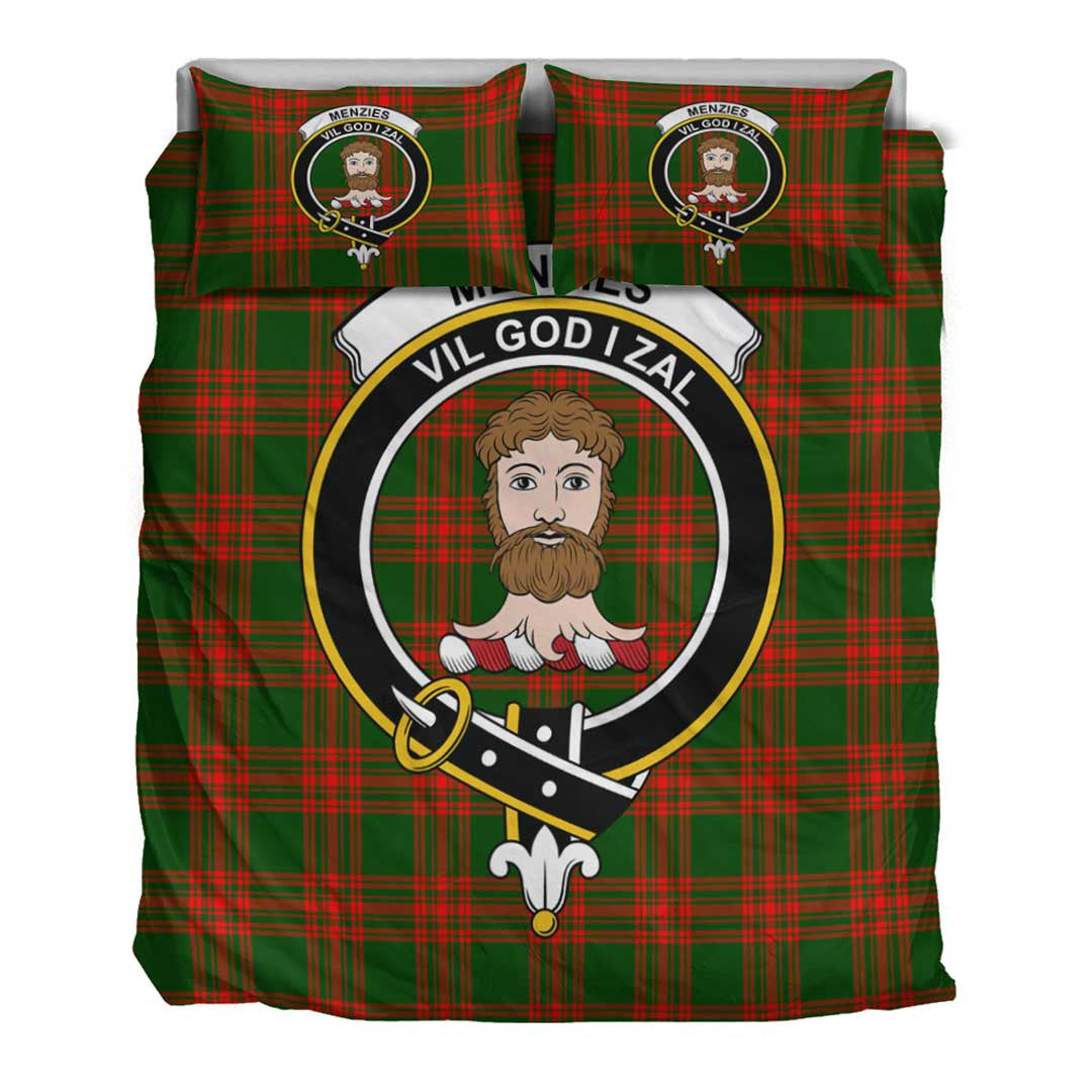 Menzies Green Modern Tartan Crest Bedding Set