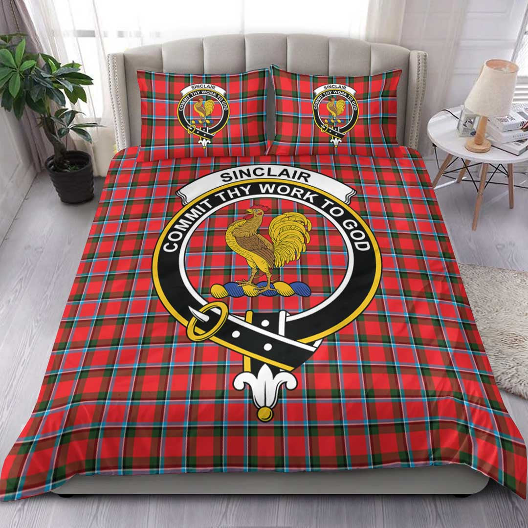 Sinclair Modern Tartan Crest Bedding Set