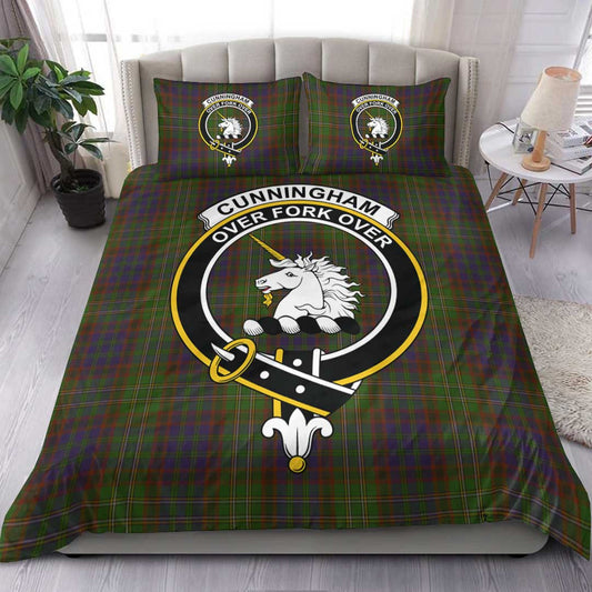 Cunningham Hunting Modern Tartan Crest Bedding Set