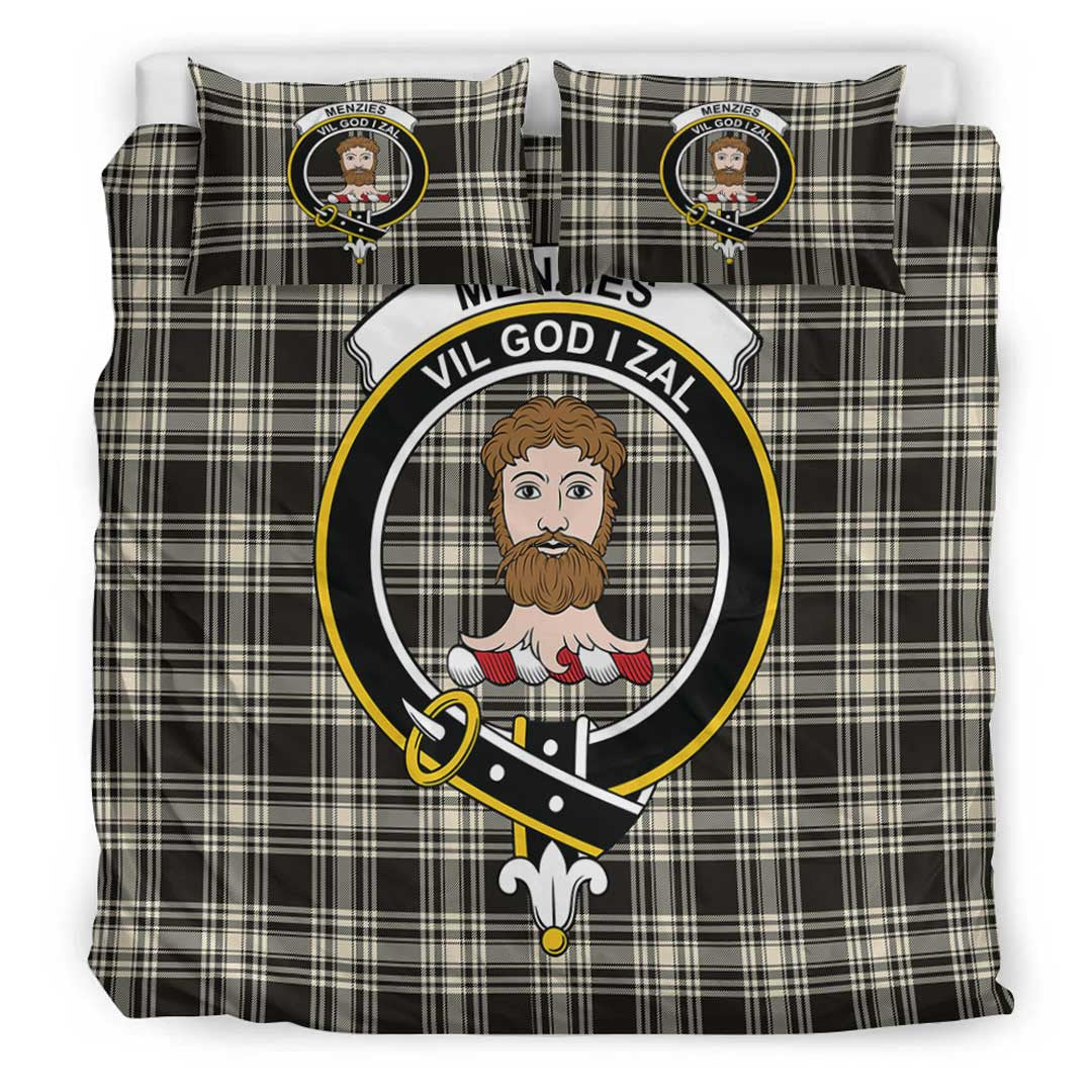 Menzies Black & White Ancient Tartan Crest Bedding Set