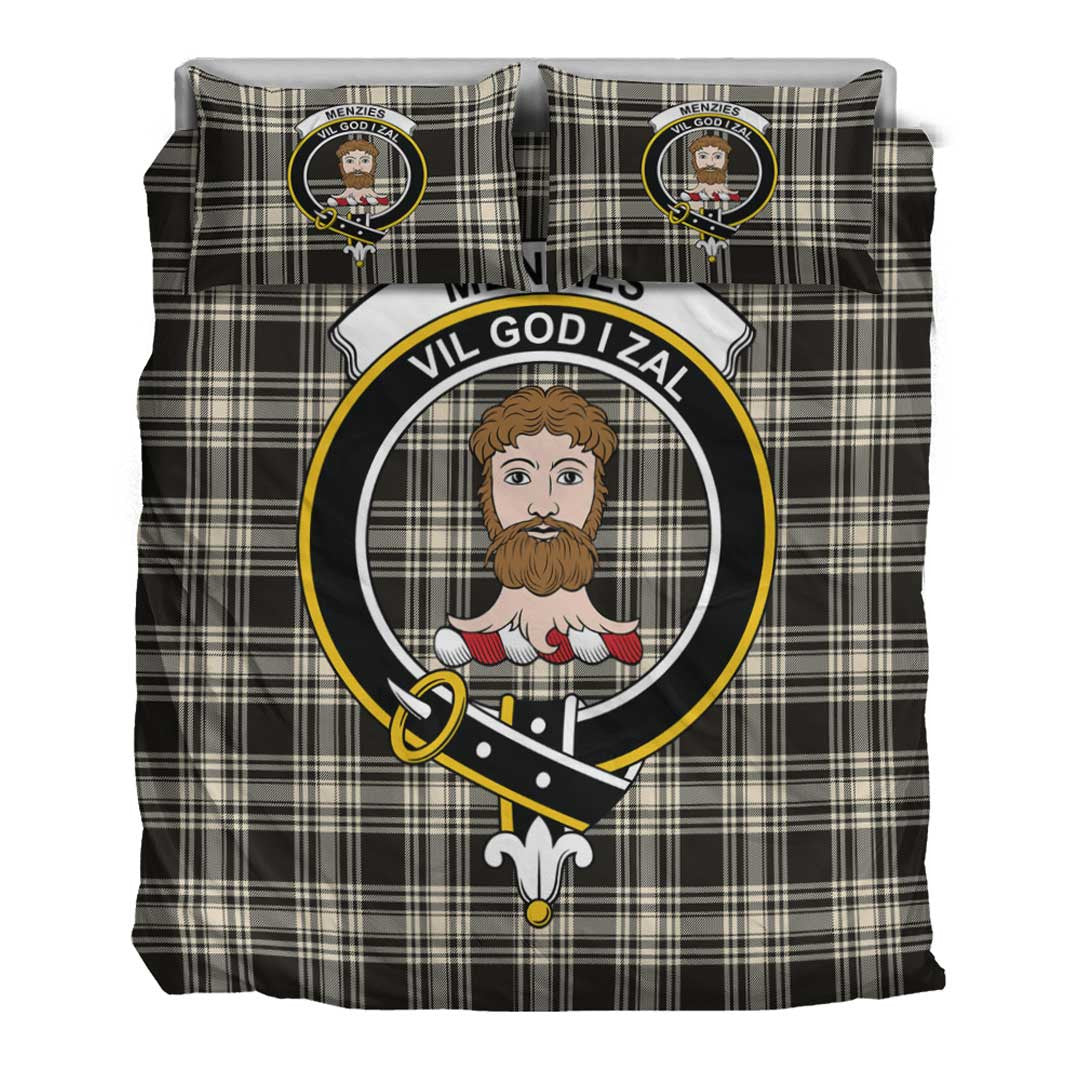 Menzies Black & White Ancient Tartan Crest Bedding Set