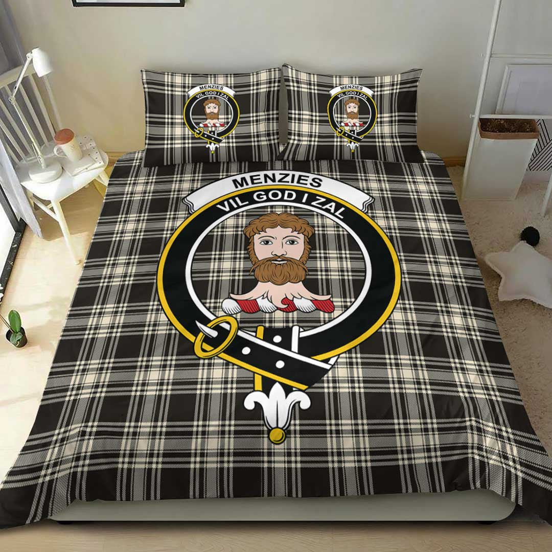 Menzies Black & White Ancient Tartan Crest Bedding Set