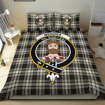 Menzies Black & White Ancient Tartan Crest Bedding Set