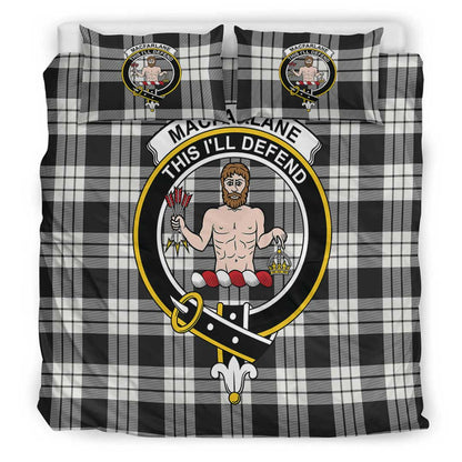 MacFarlane Black & White Tartan Crest Bedding Set