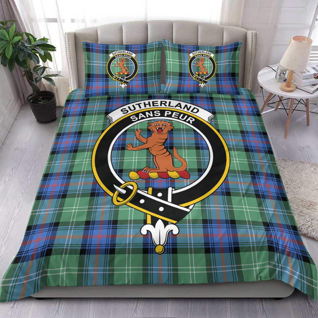 Sutherland Old Ancient Tartan Crest Bedding Set