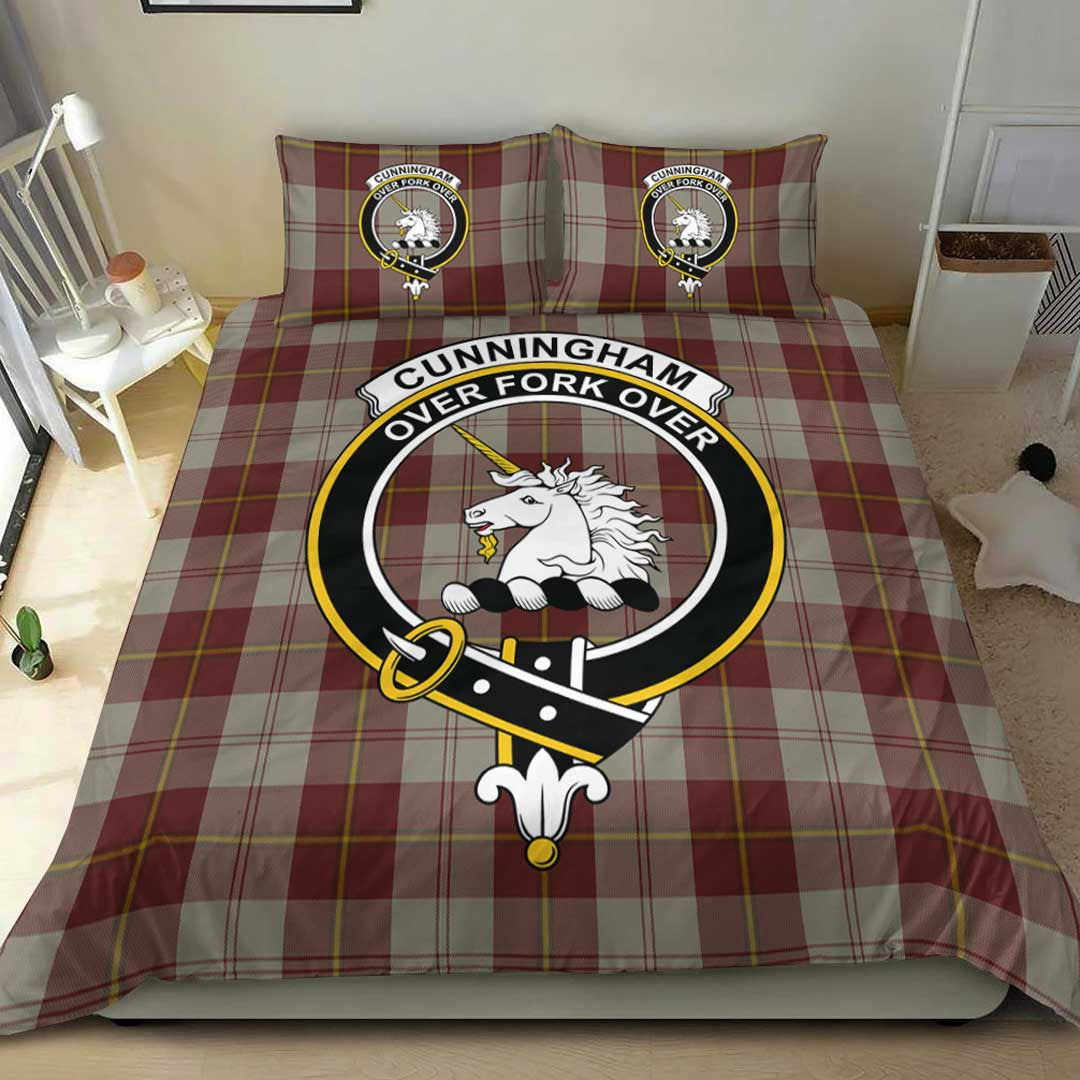 Cunningham Burgundy Dancers Tartan Crest Bedding Set