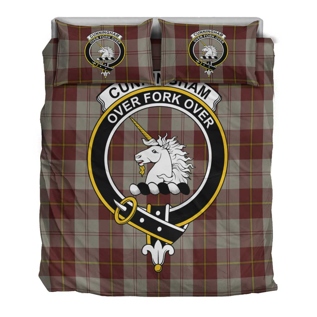 Cunningham Burgundy Dancers Tartan Crest Bedding Set