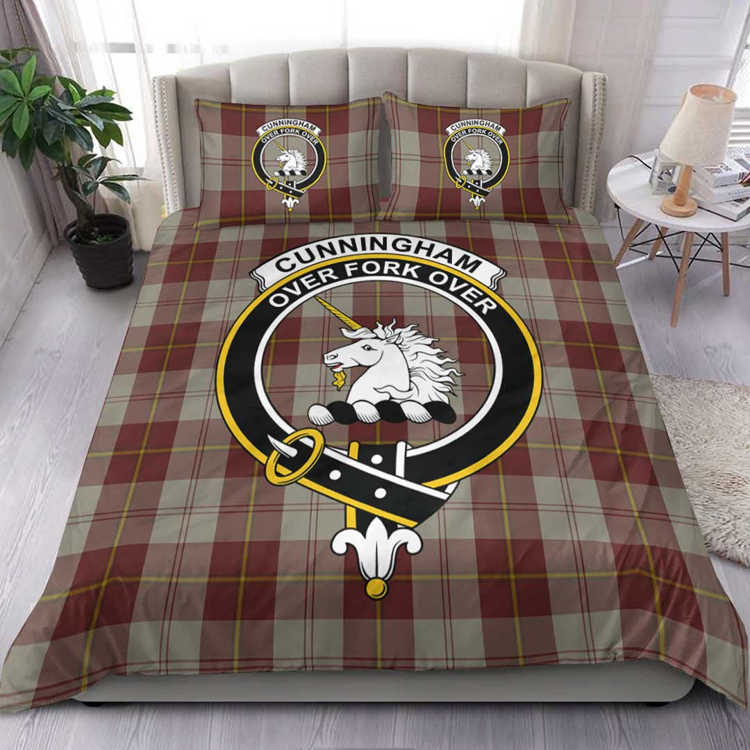 Cunningham Burgundy Dancers Tartan Crest Bedding Set