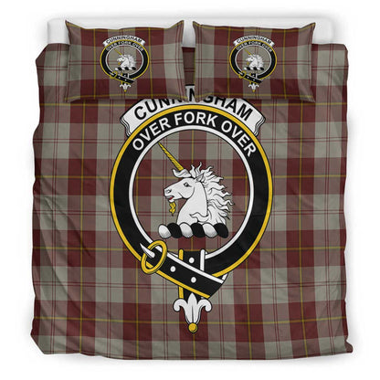 Cunningham Burgundy Dancers Tartan Crest Bedding Set