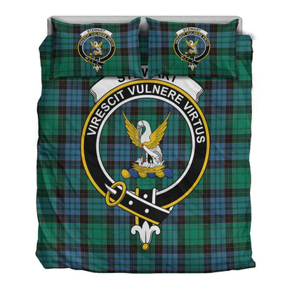 Stewart Old Ancient Tartan Crest Bedding Set