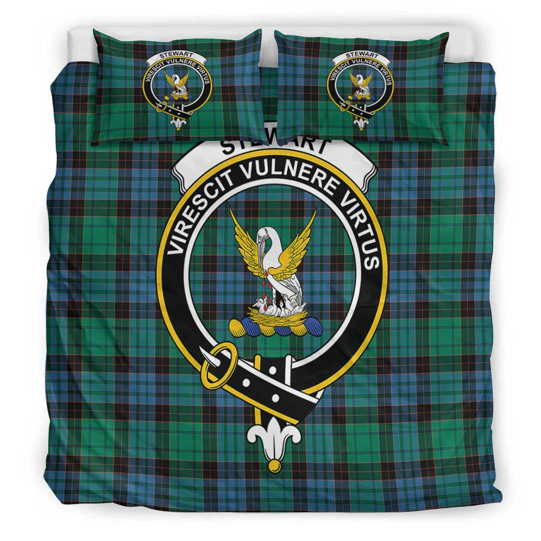 Stewart Old Ancient Tartan Crest Bedding Set