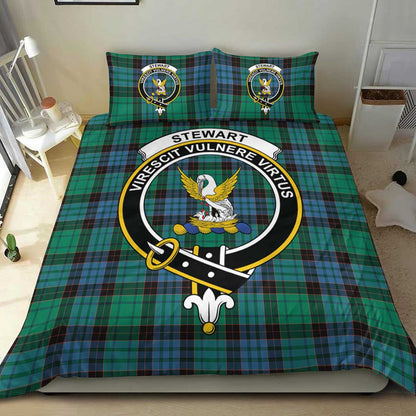 Stewart Old Ancient Tartan Crest Bedding Set