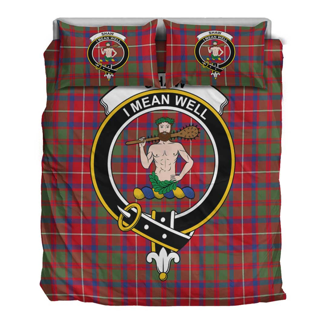 Shaw Red Modern Tartan Crest Bedding Set