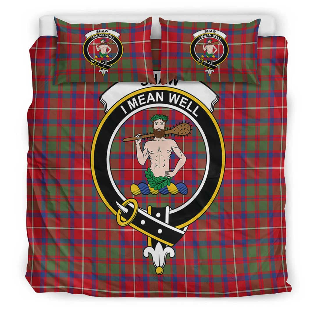 Shaw Red Modern Tartan Crest Bedding Set